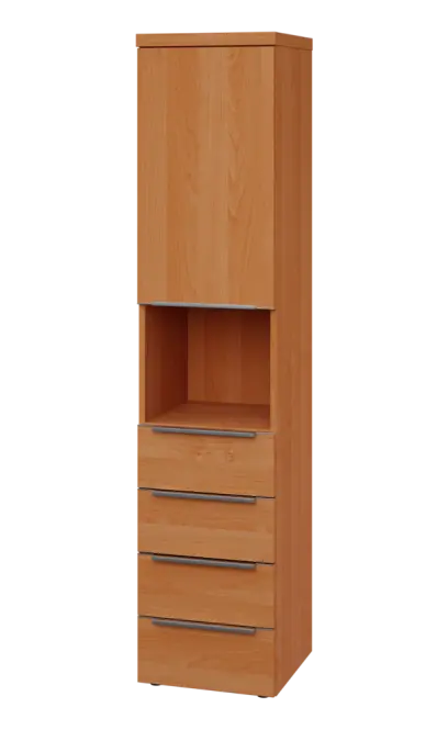 SIN 5 - 44ZND kancelářská skříň, 4-zásuvková/nika, 1-dveřová, levá, 1820x400x400, olše jantar